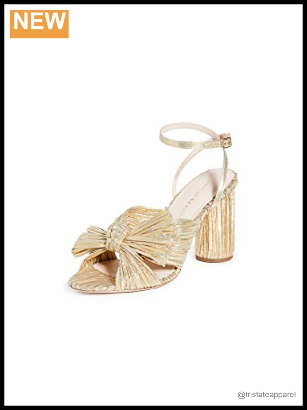Loeffler Randall Camellia Pleated Bow Heel Ankle Strap Sandal